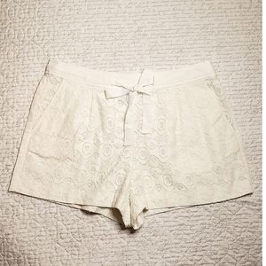 LOFT ivory lace drawstring crochet lined short shorts 4